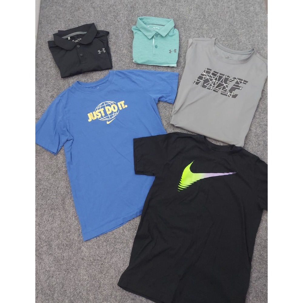 Lot 5 NIKE UNDER ARMOUR Shirt Youth XL Boys Tee Polo Graphic Dri Fit Heatgear